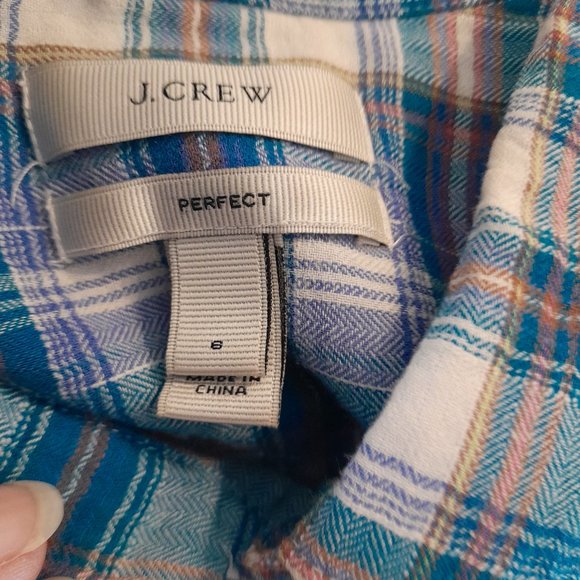 J. Crew "Perfect" Long Sleeve Plaid Top size 8 *G-0292 - Picture 3 of 8